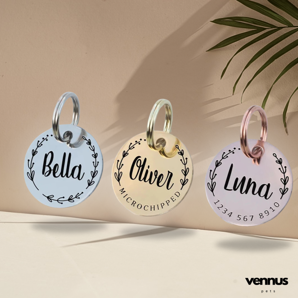 Placa Personalizada para Mascotas - Con Nombre y Teléfono Grabados - vennuspets